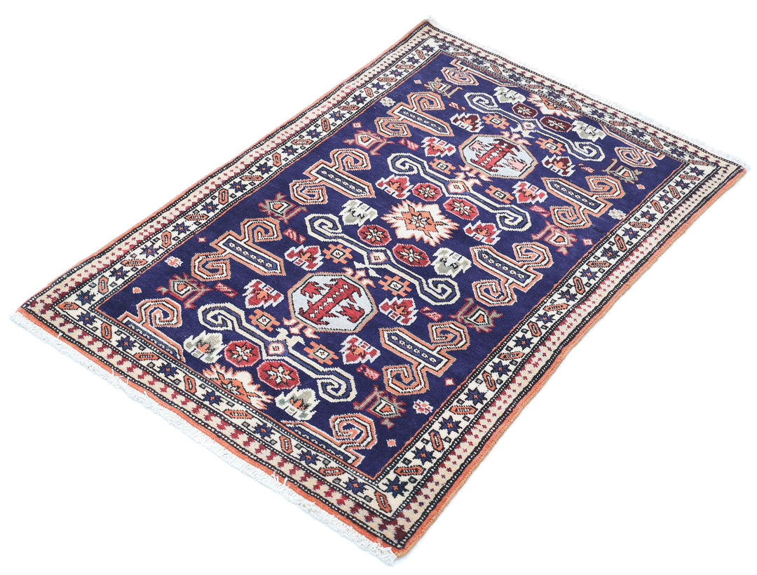 Hand Knotted Persian Kazak Wool Rug 2' 5" x 3' 7" - No. AT96622