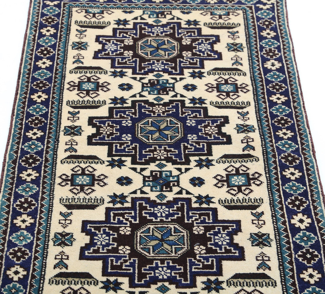 Hand Knotted Tribal Kazak Wool Rug 2' 3" x 3' 9" - No. AT94598