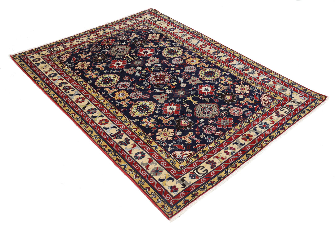 Hand Knotted Tribal Kazak Wool Rug 4' 3" x 5' 9" - No. AT57831