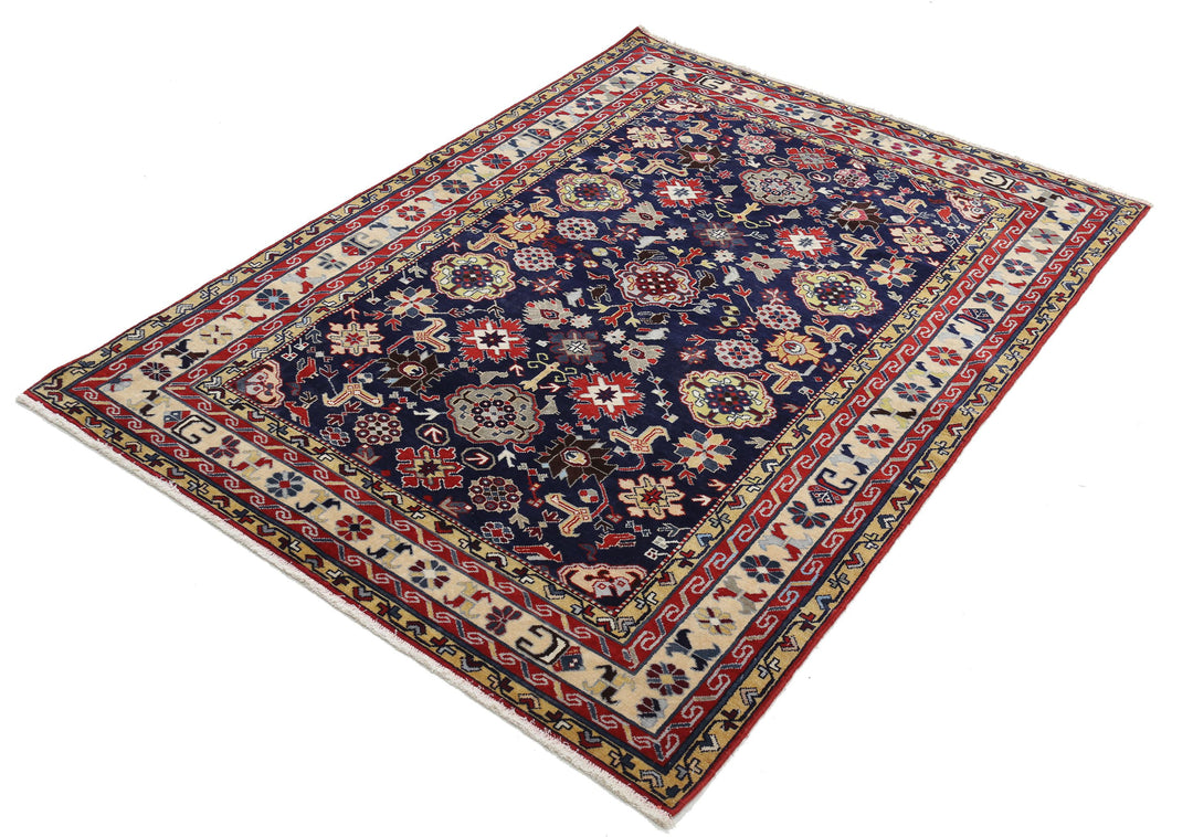 Hand Knotted Tribal Kazak Wool Rug 4' 3" x 5' 9" - No. AT57831
