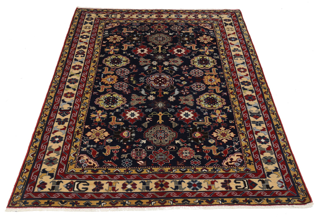 Hand Knotted Tribal Kazak Wool Rug 4' 3" x 5' 9" - No. AT57831
