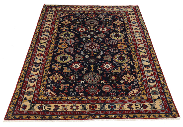 Hand Knotted Tribal Kazak Wool Rug 4' 3" x 5' 9" - No. AT57831