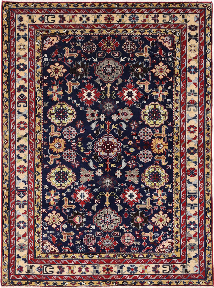 Hand Knotted Tribal Kazak Wool Rug 4' 3" x 5' 9" - No. AT57831