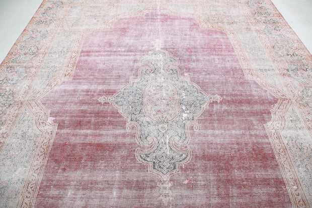 Hand Knotted Vintage Distressed Persian Kerman Wool Rug 9' 11" x 12' 7" - No. AT77165