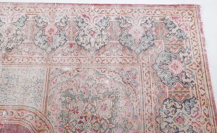 Hand Knotted Vintage Distressed Persian Kerman Wool Rug 9' 11" x 12' 7" - No. AT77165