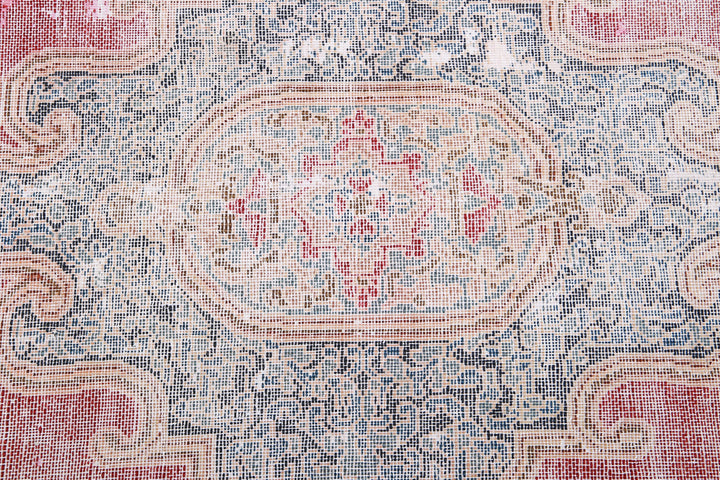 Hand Knotted Vintage Distressed Persian Kerman Wool Rug 9' 11" x 12' 7" - No. AT77165