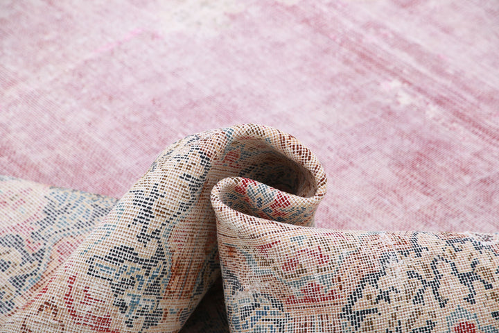 Hand Knotted Vintage Distressed Persian Kerman Wool Rug 9' 11" x 12' 7" - No. AT77165