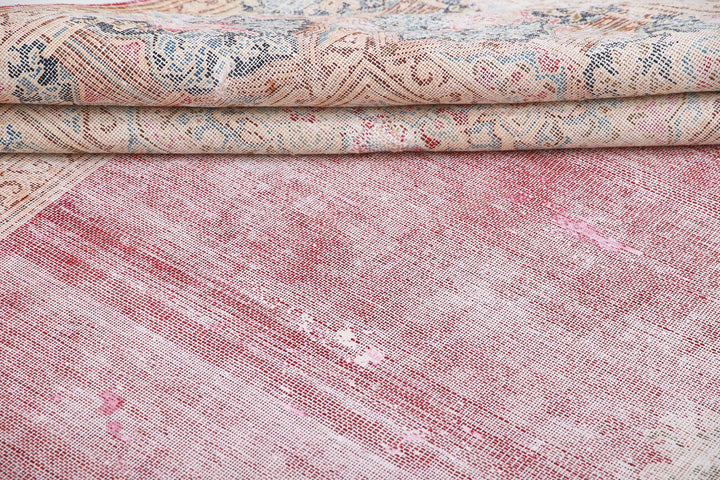 Hand Knotted Vintage Distressed Persian Kerman Wool Rug 9' 11" x 12' 7" - No. AT77165