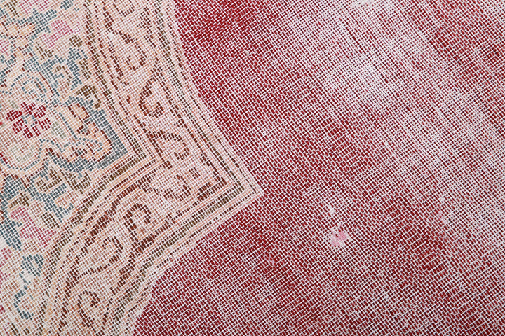 Hand Knotted Vintage Distressed Persian Kerman Wool Rug 9' 11" x 12' 7" - No. AT77165