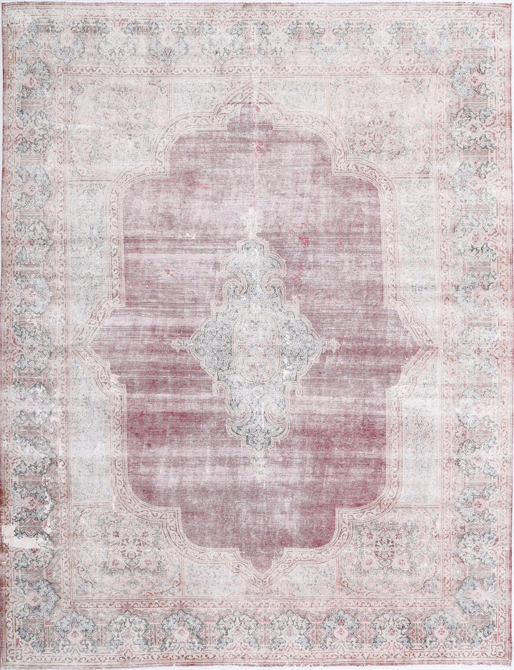 Hand Knotted Vintage Distressed Persian Kerman Wool Rug 9' 11" x 12' 7" - No. AT77165