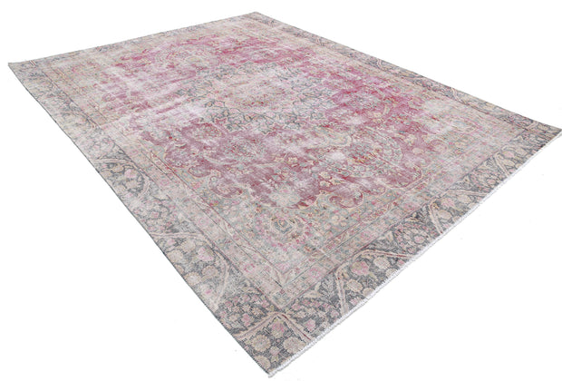 Hand Knotted Vintage Distressed Persian Kerman Wool Rug 8' 5" x 11' 2" - No. AT94958