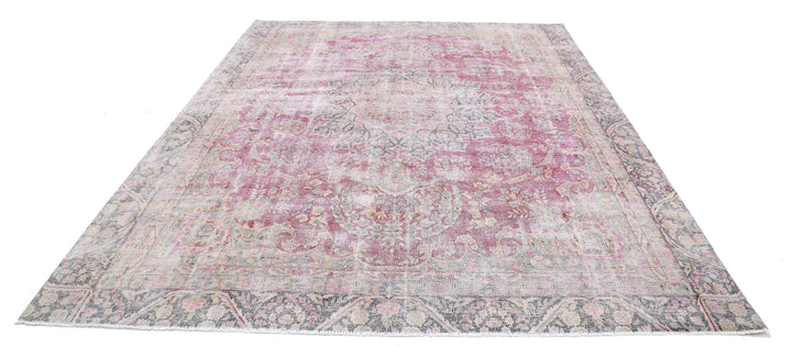 Hand Knotted Vintage Distressed Persian Kerman Wool Rug 8' 5" x 11' 2" - No. AT94958