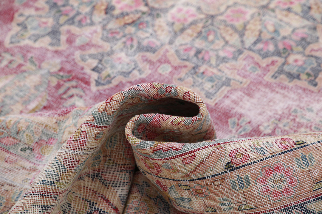 Hand Knotted Vintage Distressed Persian Kerman Wool Rug 8' 5" x 11' 2" - No. AT94958