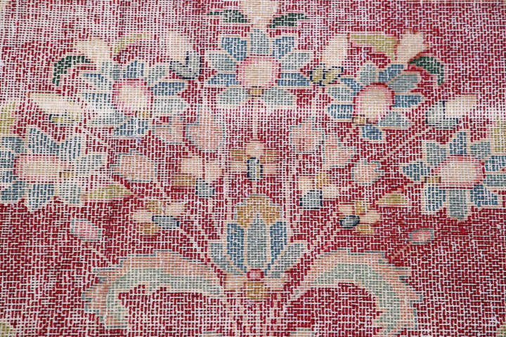 Hand Knotted Vintage Distressed Persian Kerman Wool Rug 8' 5" x 11' 2" - No. AT94958