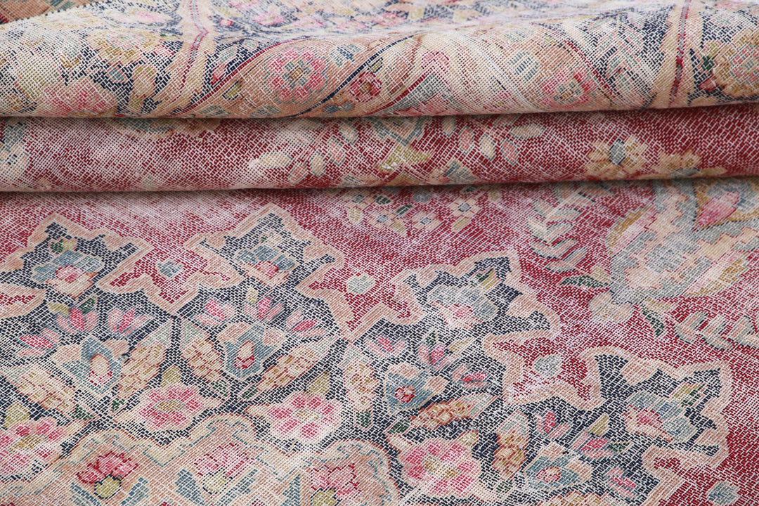 Hand Knotted Vintage Distressed Persian Kerman Wool Rug 8' 5" x 11' 2" - No. AT94958