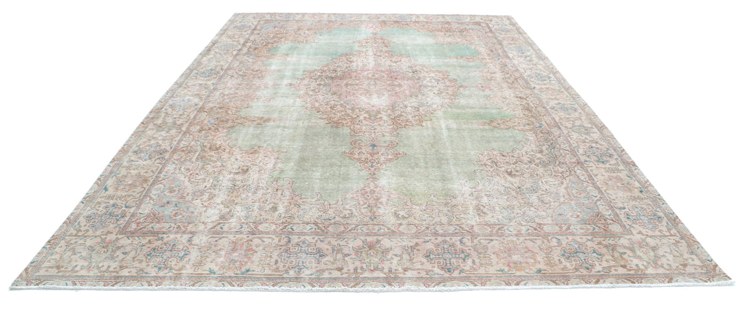 Hand Knotted Vintage Persian Kerman Wool Rug 9' 7" x 13' 1" - No. AT47339