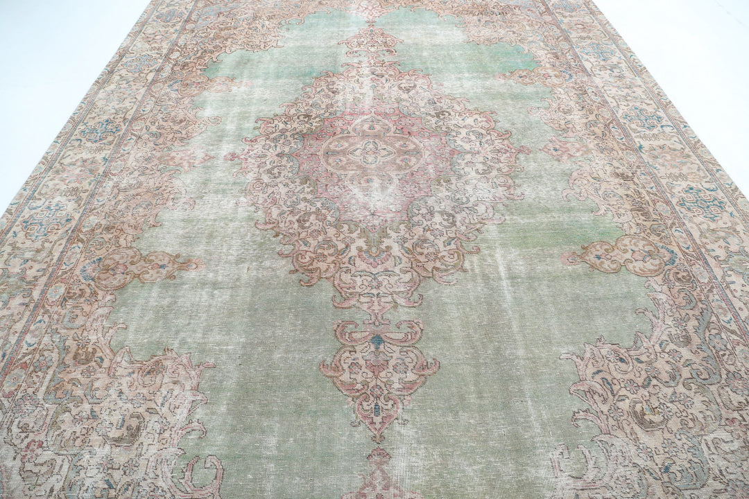 Hand Knotted Vintage Persian Kerman Wool Rug 9' 7" x 13' 1" - No. AT47339