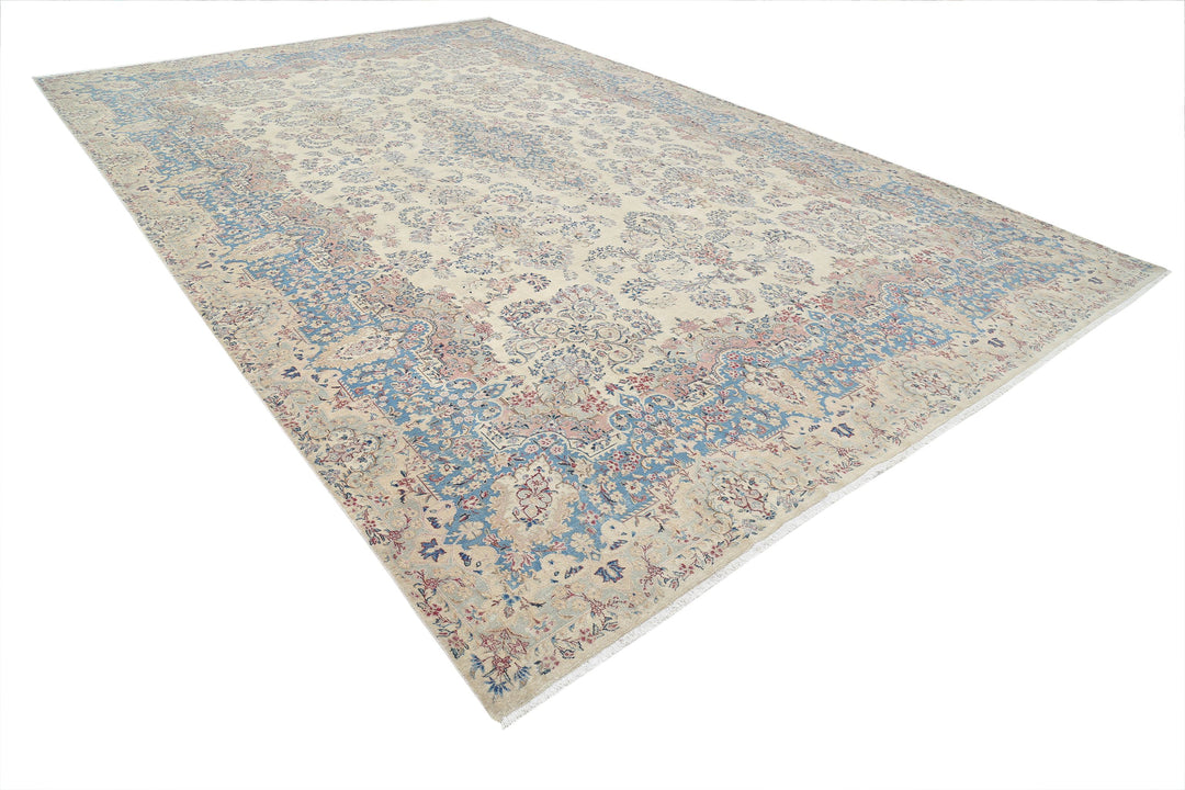 Hand Knotted Vintage Persian Kerman Wool Rug 10' 8" x 16' 9" - No. AT88507