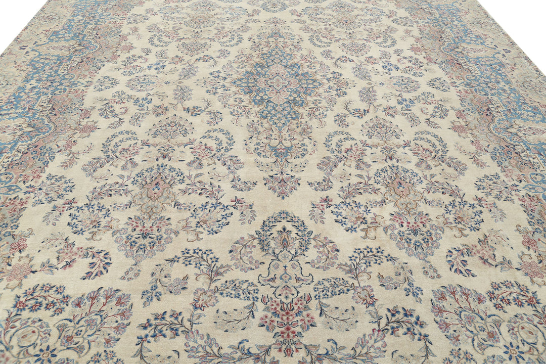 Hand Knotted Vintage Persian Kerman Wool Rug 10' 8" x 16' 9" - No. AT88507