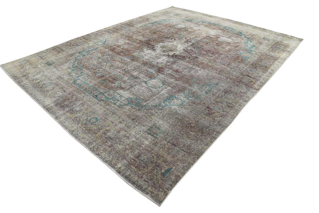 Hand Knotted Vintage Persian Kerman Wool Rug 9' 7" x 12' 5" - No. AT26164