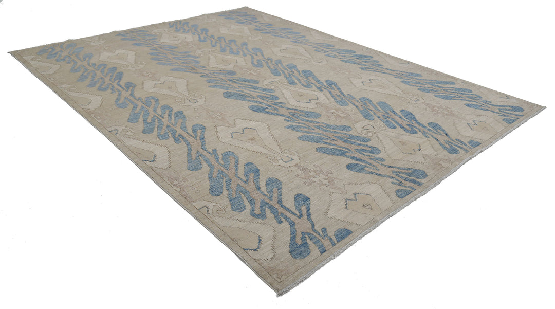 Hand Knotted Ikat Wool Rug 8' 10" x 11' 6" - No. AT38121