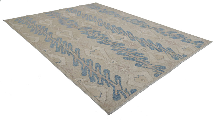 Hand Knotted Ikat Wool Rug 8' 10" x 11' 6" - No. AT38121
