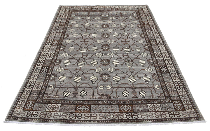 Hand Knotted Khotan Wool Rug 5' 6" x 7' 7" - No. AT83975