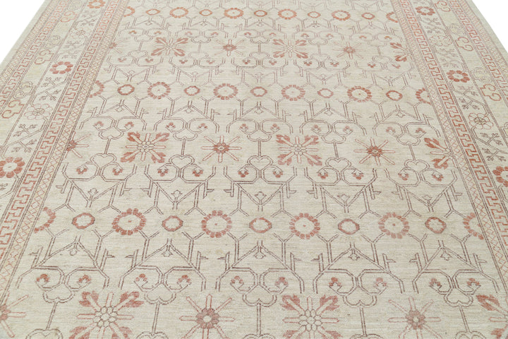 Hand Knotted Khotan Wool Rug 9' 0" x 11' 7" - No. AT19373