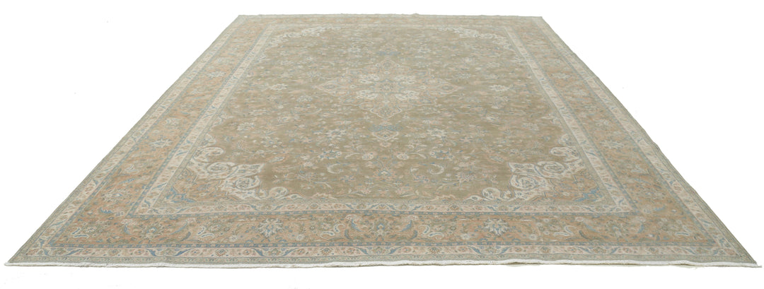 Hand Knotted Vintage Persian Sarouk Wool Rug 10' 6" x 12' 10" - No. AT98298