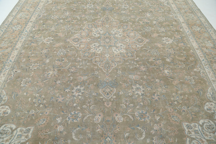 Hand Knotted Vintage Persian Sarouk Wool Rug 10' 6" x 12' 10" - No. AT98298