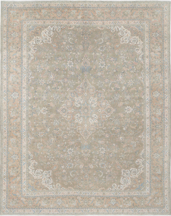 Hand Knotted Vintage Persian Sarouk Wool Rug 10' 6" x 12' 10" - No. AT98298