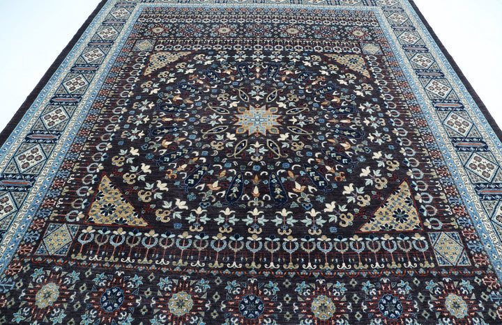 Hand Knotted Fine Mamluk Wool Rug 9' 1" x 11' 9" - No. AT10026