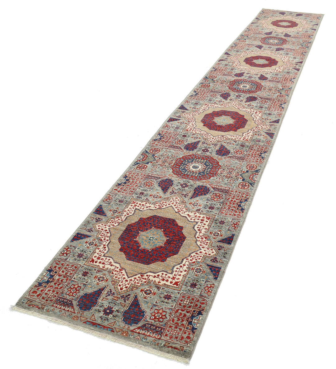 Hand Knotted Mamluk Wool Rug 2' 6" x 14' 7" - No. AT28416