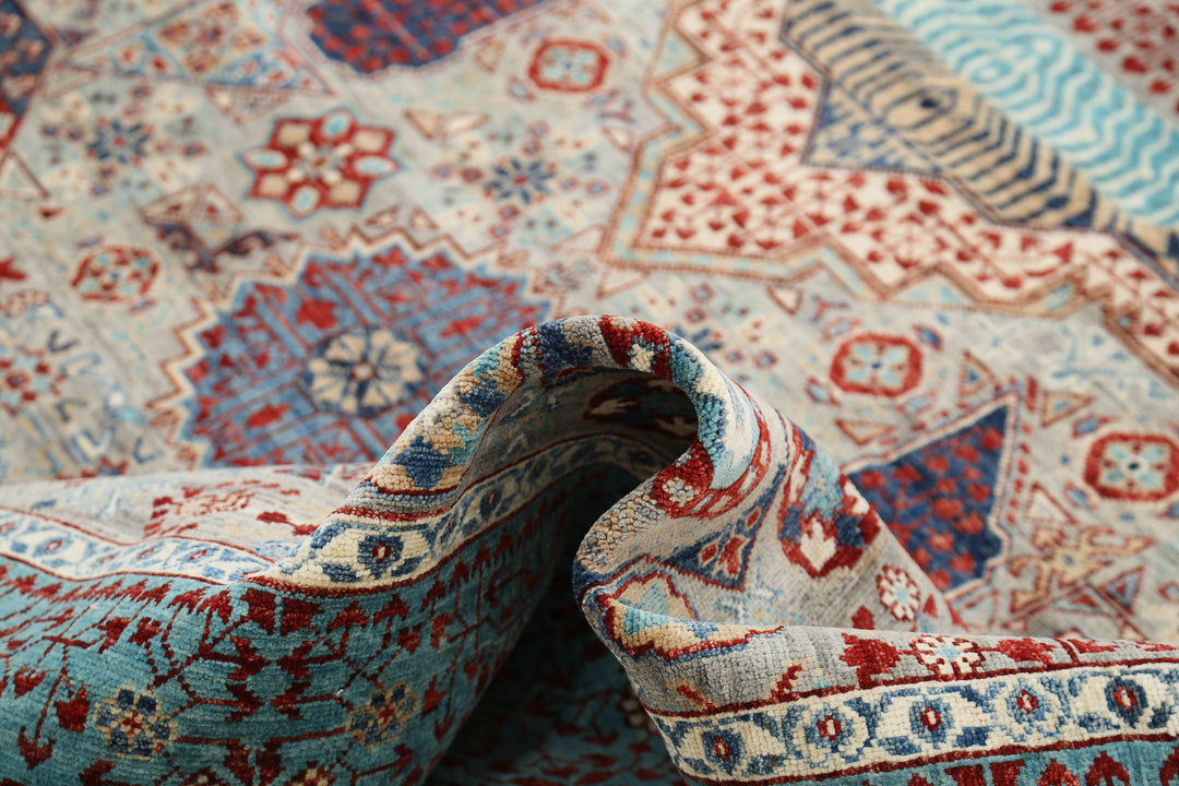 Hand Knotted Mamluk Wool Rug 9' 0" x 11' 11" - No. AT22376