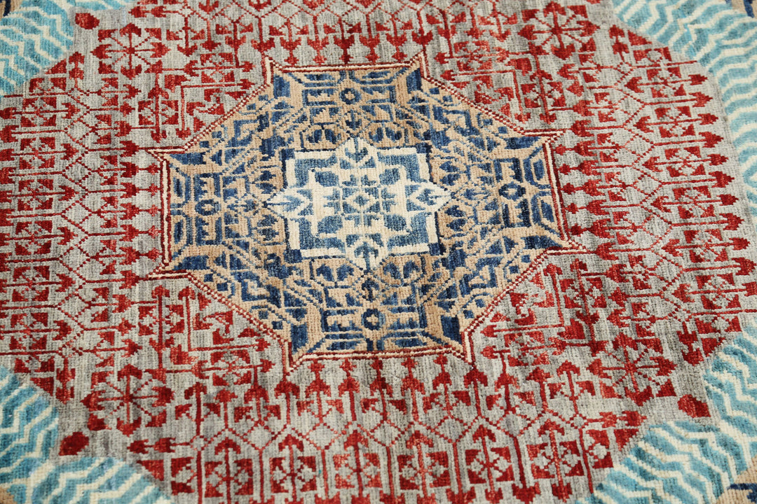 Hand Knotted Mamluk Wool Rug 9' 0" x 11' 11" - No. AT22376