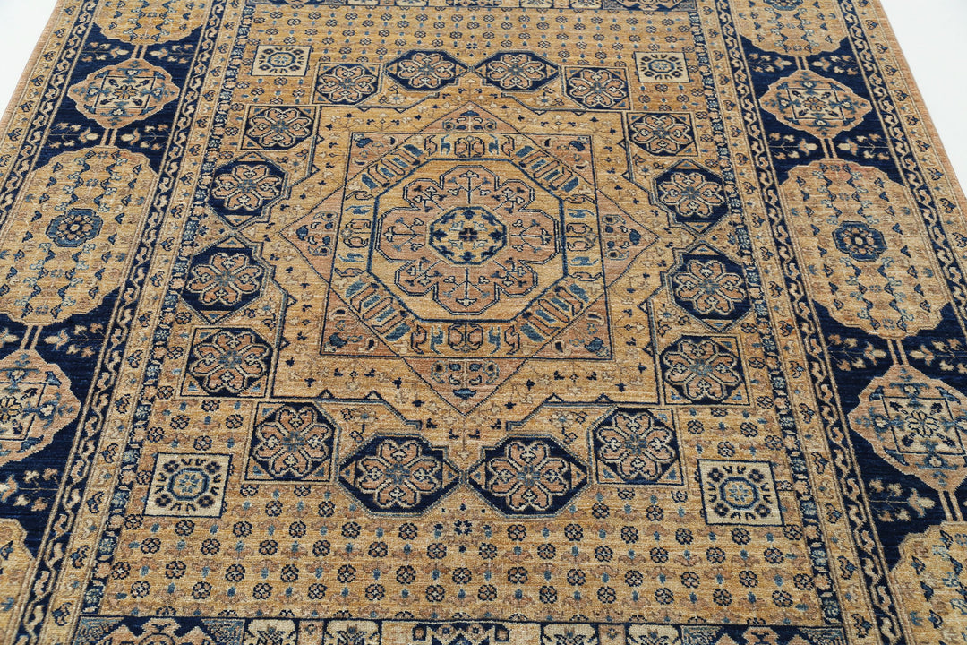 Hand Knotted Mamluk Wool Rug 6' 7" x 9' 3" - No. AT34299