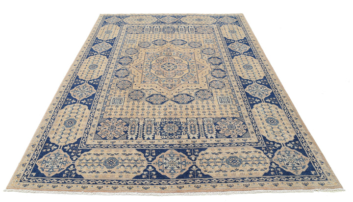 Hand Knotted Mamluk Wool Rug 6' 5" x 9' 4" - No. AT99210