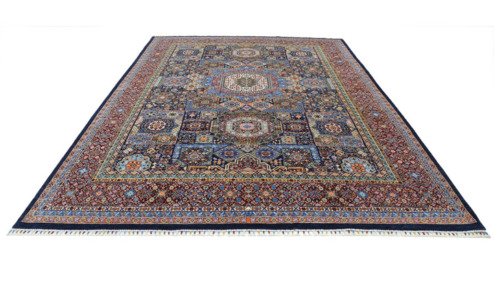 Hand Knotted Mamluk Wool Rug 8' 11" x 12' 1" - No. AT25430