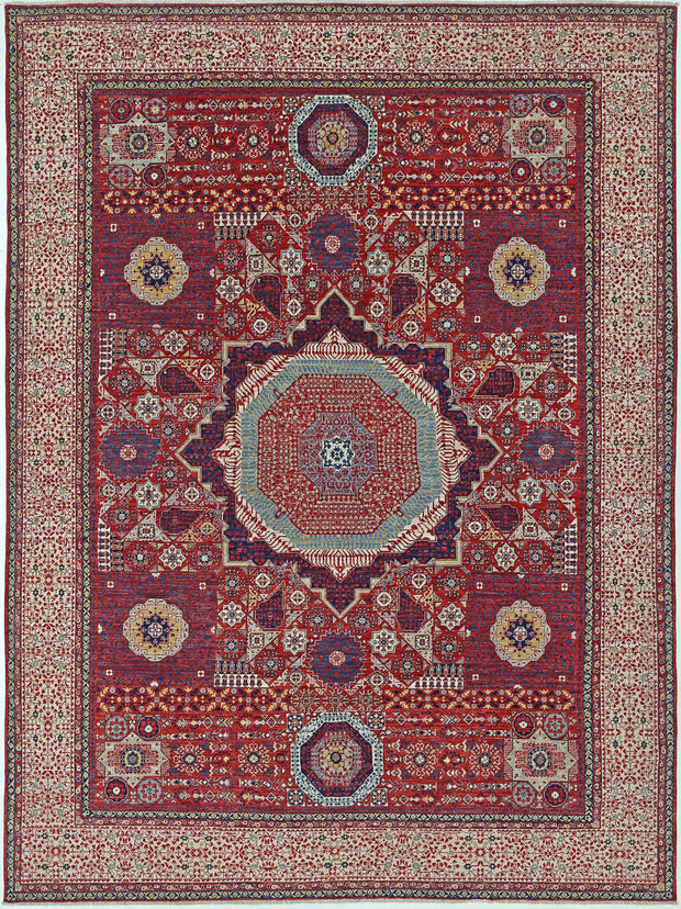 Hand Knotted Fine Mamluk Wool Rug 8' 10" x 12' 2" - No. AT73944