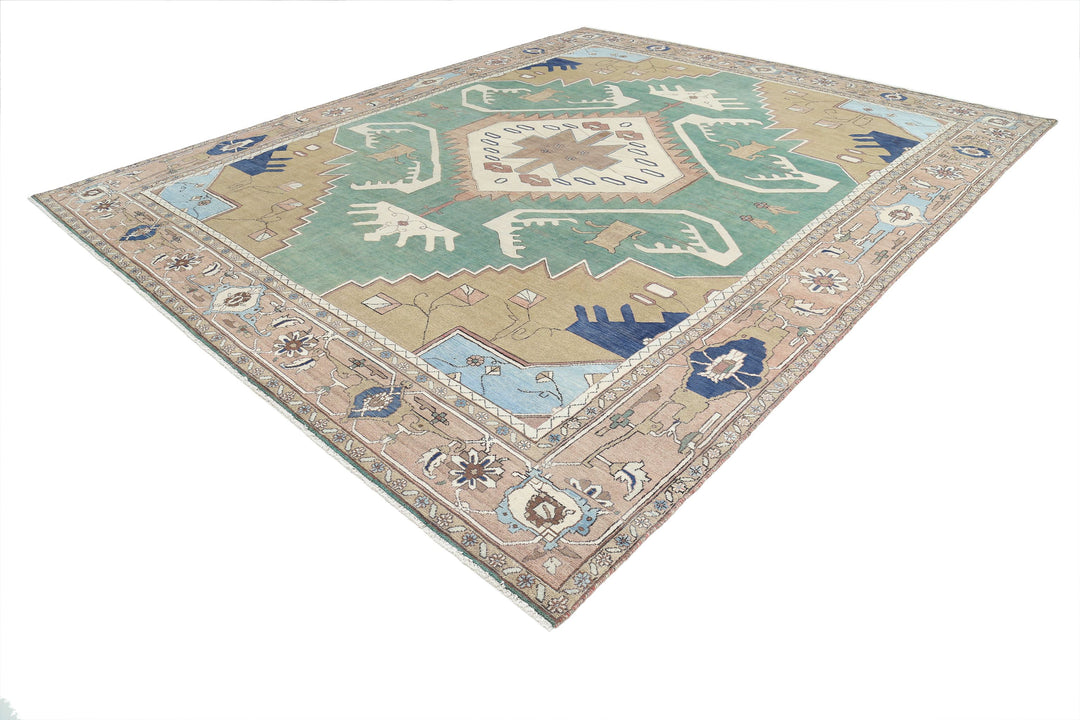 Hand Knotted Vintage Persian Meshkabad Wool Rug 11' 10" x 14' 6" - No. AT11357