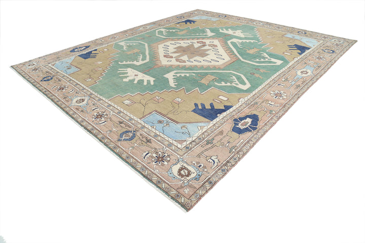 Hand Knotted Vintage Persian Meshkabad Wool Rug 11' 10" x 14' 6" - No. AT11357