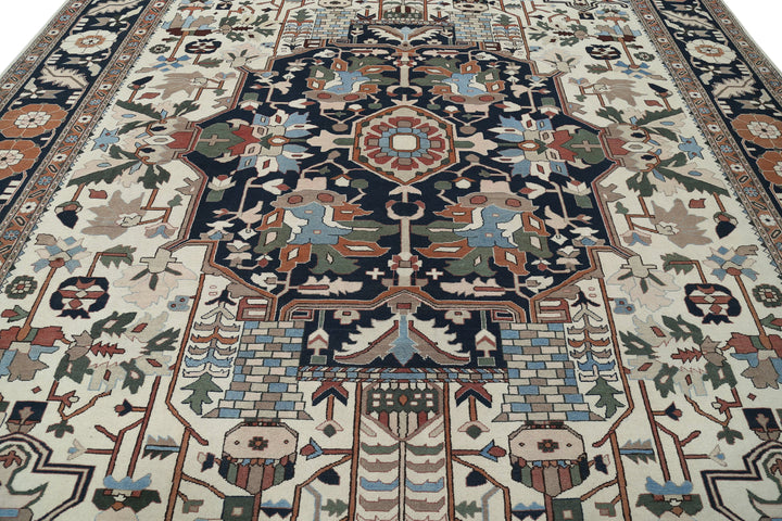 Hand Knotted Vintage Persian Meshkabad Wool Rug 12' 0" x 15' 2" - No. AT49597