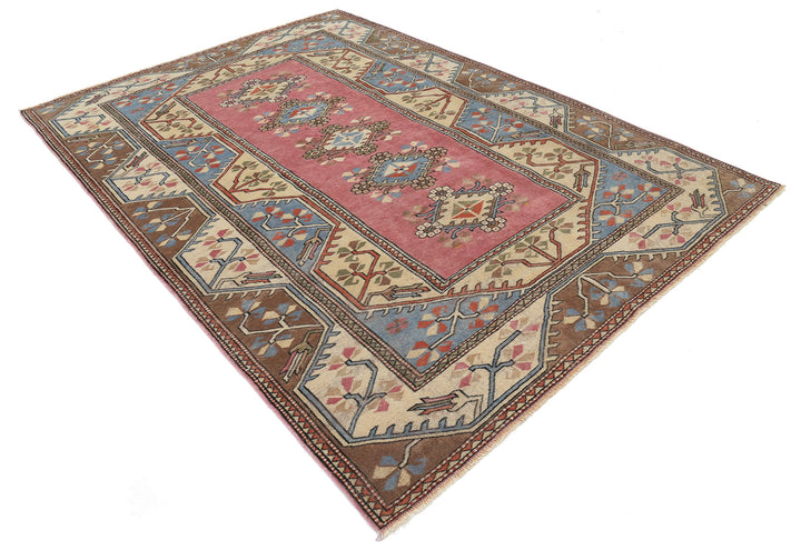 Hand Knotted Vintage Turkish Milas Wool Rug 6' 9" x 9' 3" - No. AT28787