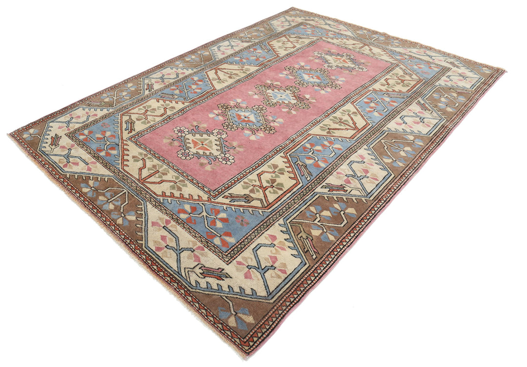 Hand Knotted Vintage Turkish Milas Wool Rug 6' 9" x 9' 3" - No. AT28787
