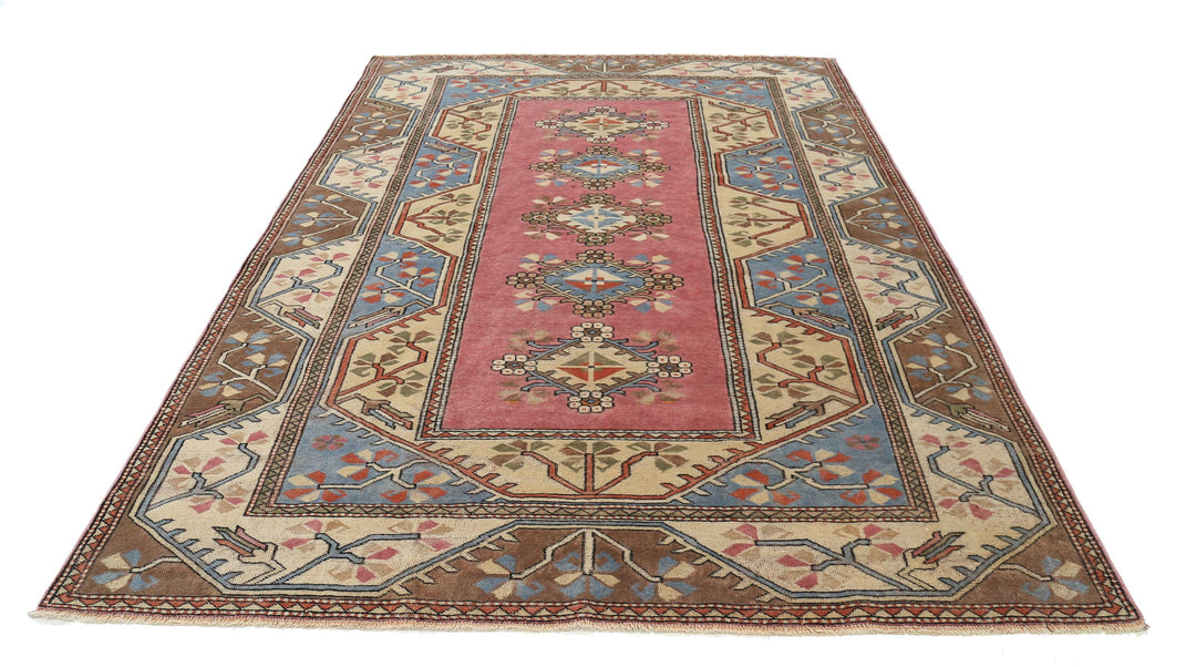 Hand Knotted Vintage Turkish Milas Wool Rug 6' 9" x 9' 3" - No. AT28787