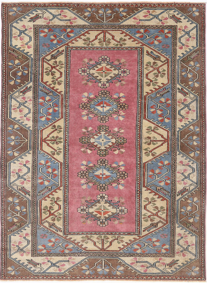 Hand Knotted Vintage Turkish Milas Wool Rug 6' 9" x 9' 3" - No. AT28787