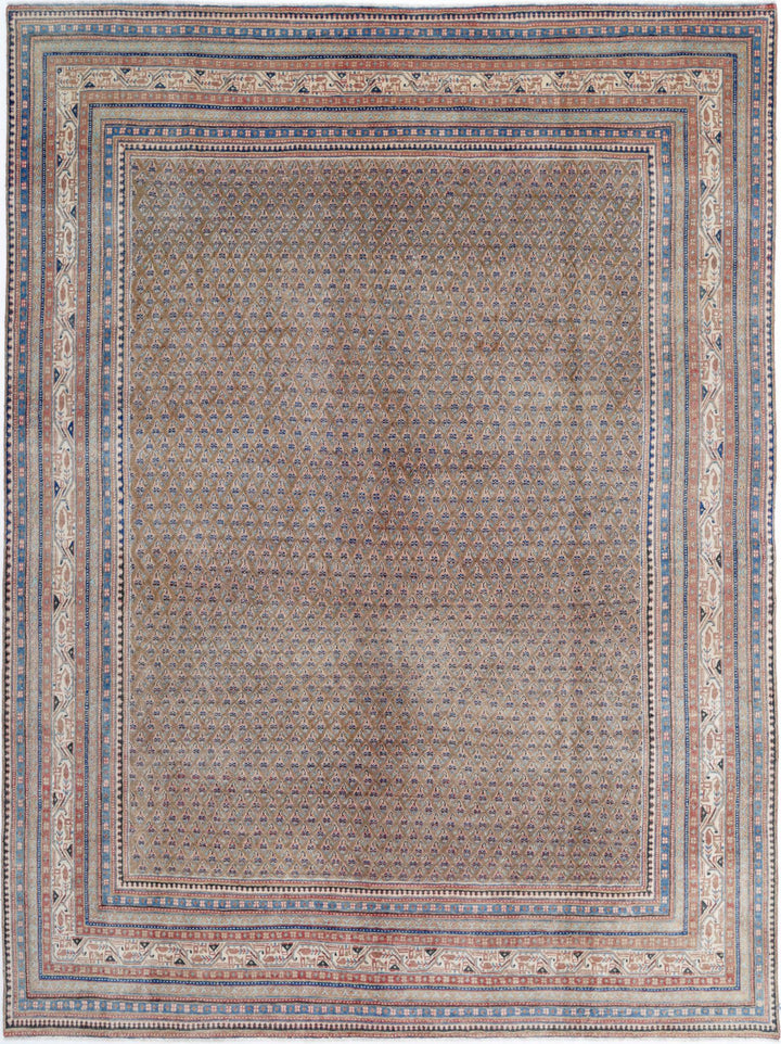 Hand Knotted Vintage Persian Mir Saraband Wool Rug 7' 8" x 10' 4" - No. AT85790