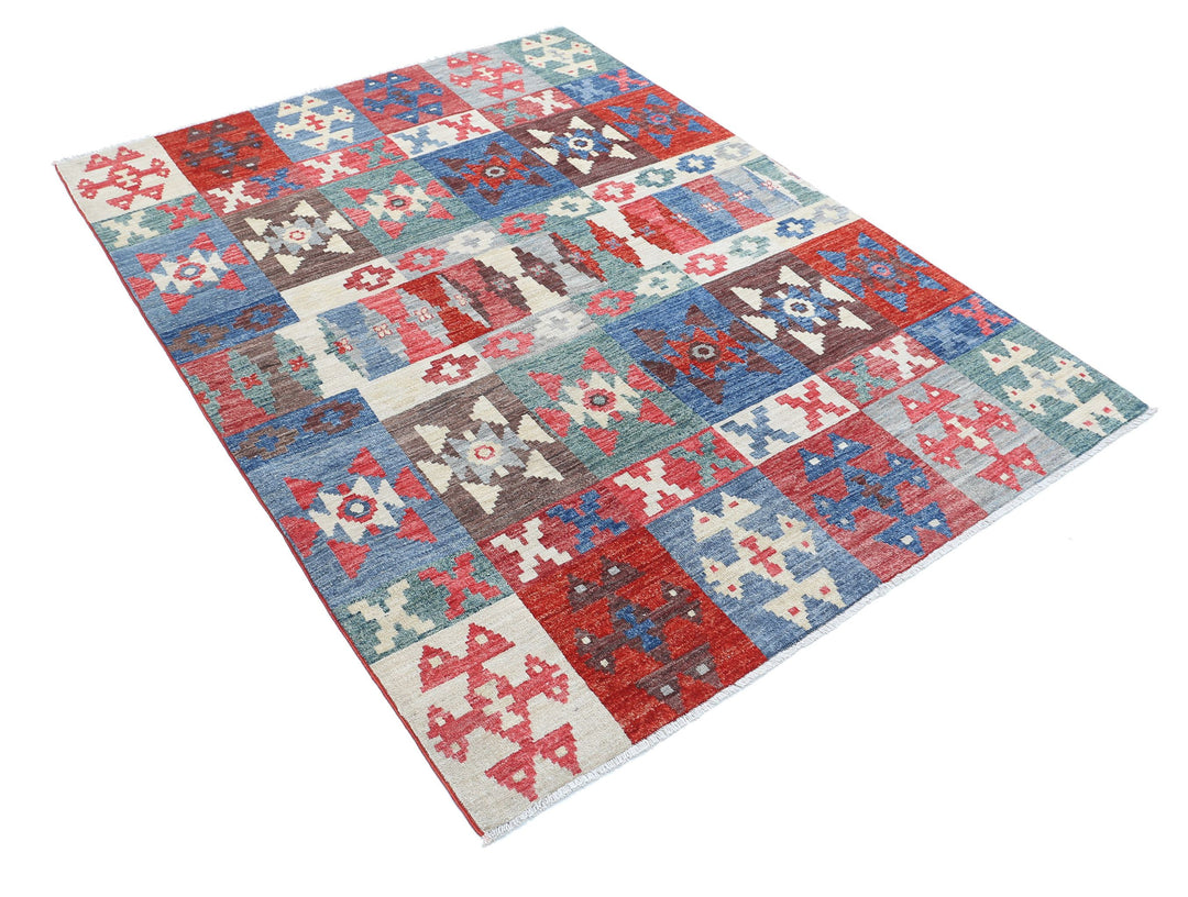 Hand Knotted Modcar Wool Rug 4' 10" x 6' 5" - No. AT61209