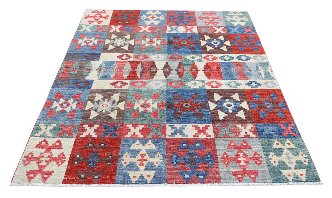 Hand Knotted Modcar Wool Rug 4' 10" x 6' 5" - No. AT61209