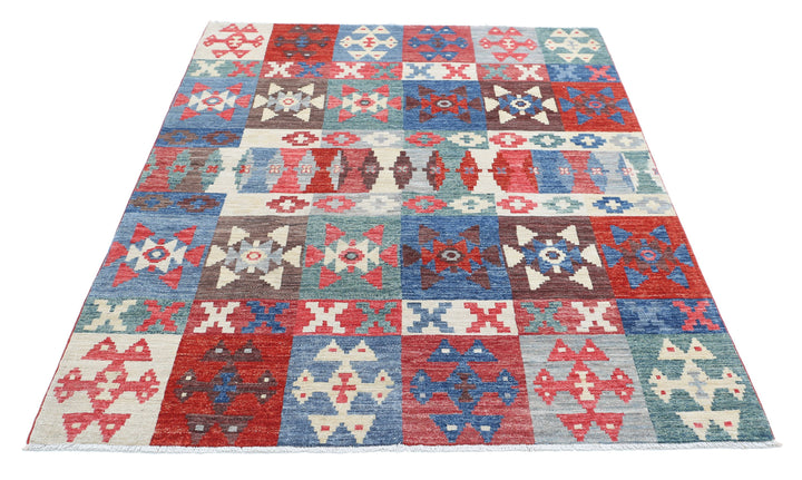 Hand Knotted Modcar Wool Rug 4' 10" x 6' 5" - No. AT61209